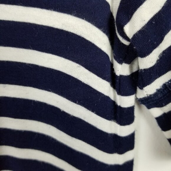 H&M Striped Half Sleeve Shirt Women's XS Basic Scoop Neck Navy Blue White - Picture 6 of 7